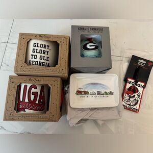 University of Georgia Gift Set- Mugs, Ceramic Ornament,Trinket Dish Set, and Tag